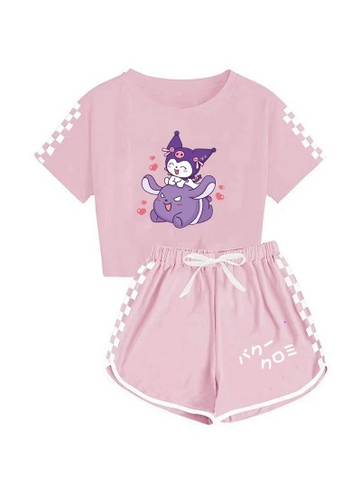 Kuromi Boys And Girls T-shirt Shorts Printed Sports Multi-color Pajamas Set