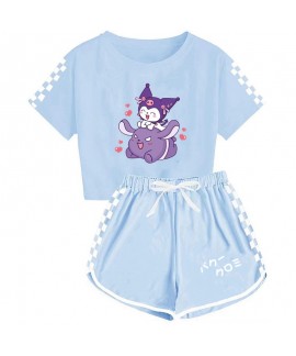 Kuromi Boys And Girls T-shirt Shorts Printed Sports Multi-color Pajamas Set