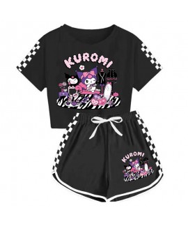 Sanrio Kuromi T-shirt Shorts Printed Sports Pajamas Set For Boys And Girls