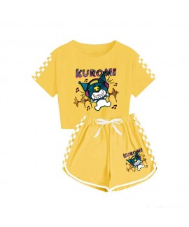Summer Kuromi T-shirt Shorts Printed Sports Pajamas Set For Boys And Girls