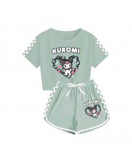 Kids' Sanrio Kuromi T-shirt Shorts Printed Sports Pajamas Set For Boys And Girls