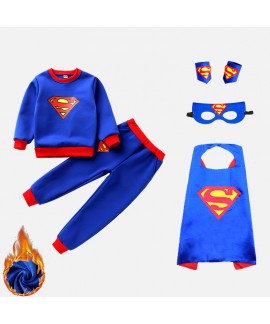 Plus Velvet Superman Cape Clothes Halloween Childr...