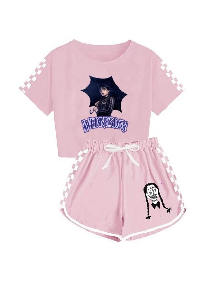 Wednesday Addams Kids T-shirt Shorts Sports Set