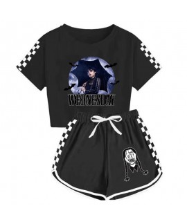 Wednesday Addams Girls' T-shirt Shorts Sports Set