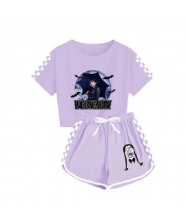 Wednesday Addams Kids T-shirt Shorts Sports Set We...