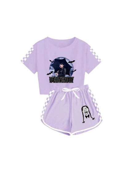 Wednesday Addams Kids T-shirt Shorts Sports Set Wednesday Addams Girls' pjms