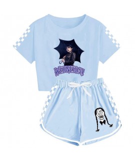 Wednesday Addams Kids T-shirt Shorts Sports Set