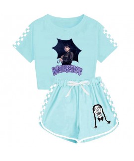 Wednesday Addams Kids T-shirt Shorts Sports Set