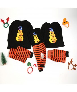 2020 Halloween Family Matching Pumpkin print strip...