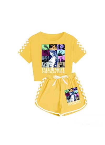 Taylor Swift Boys And Girls T-shirt And Shorts Sports Pajamas Children Taylor Swift Suits