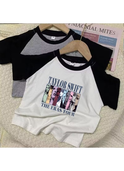 Taylor Swift Printed Short-sleeved T-shirt For Middle And Older Children