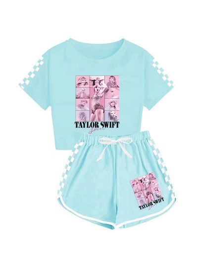 Taylor Swift Kids T-shirt And Shorts Pajamas Kids Taylor Swift Sports Set