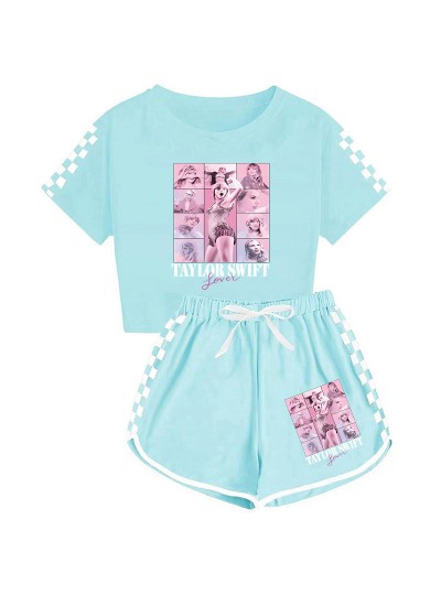 Taylor Swift Kids T-shirt + Shorts Sports Pajamas Kids Sets