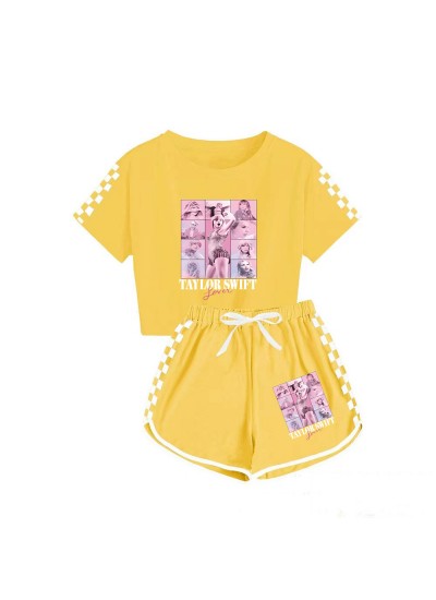 Taylor Swift Kids T-shirt And Shorts Sports Pajamas Kids Set