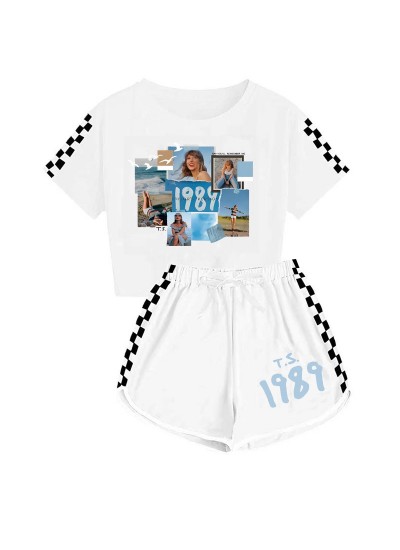 Kids' Taylor Swift 1989 Boys and Girls T-shirt + Shorts Sports Pajama Set