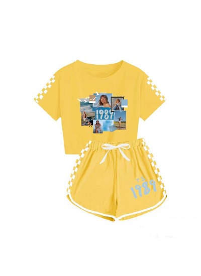 Taylor Swift Boys And Girls 1989 T-shirt + Shorts Sports Pajamas Sets