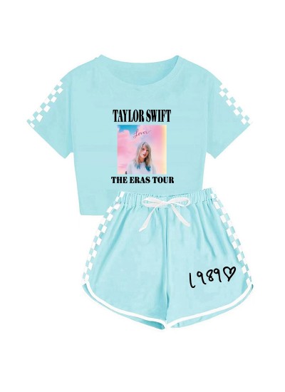 Children's Taylor Swift The Eras Tour Boys and Girls T-shirt + Shorts Sports Pajamas Sets