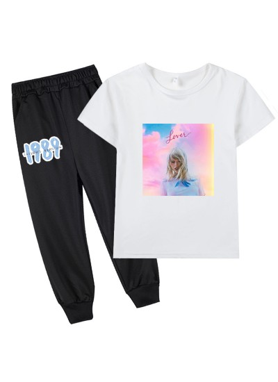 1989 Taylor Swift Graphic Kids Short Sleeve T-Shirt + Long Pants Set