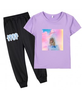 Taylor Swift 1989  Graphic Kids Short Sleeve T-Shirt + Long Pants Set