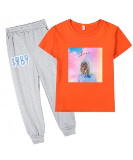 Taylor Swift 1989  Graphic Kids Short Sleeve T-Shirt And Long Pants Set