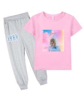 Taylor Swift 1989  Graphic Kids Short Sleeve T-Shirt And Long Pants Set