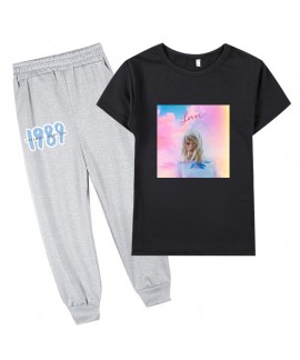 Taylor Swift 1989  Graphic Kids Short Sleeve T-Shirt And Long Pants Set