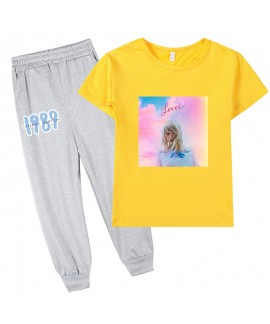 Taylor Swift Graphic Kids Short Sleeve T-Shirt + Long Pants Kids' Pajamas Set