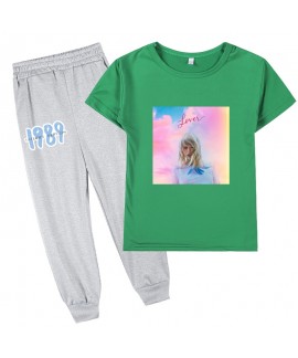 Taylor Swift Graphic Kids Short Sleeve T-Shirt + Long Pants Kids' Pajamas Set