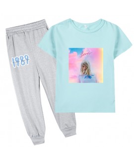 Taylor Swift Graphic Kids Short Sleeve T-Shirt + Long Pants Kids' Pajamas Set