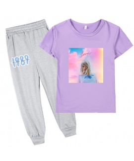 1989 Taylor Swift Graphic Kids Short Sleeve T-Shirt + Long Pants Pajamas Set