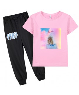 1989 Taylor Swift Graphic Kids Short Sleeve T-Shirt + Long Pants Set