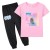 pink short T+black trousers 