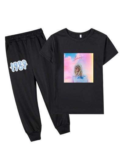 1989 Taylor Swift Graphic Kids Short Sleeve T-Shirt + Long Pants Sets