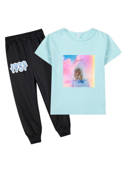 Taylor Swift 1989  Graphic Kids Short Sleeve T-Shirt + Long Pants Set