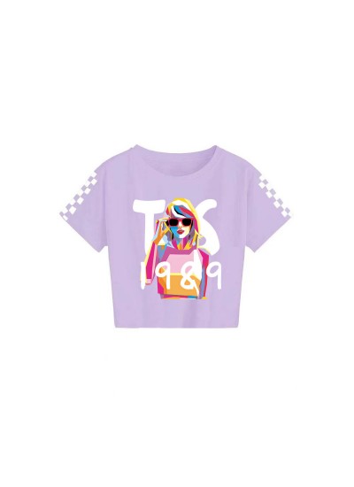 Taylor Swift Kid's 120-160 Summer Printed Casual Short Sleeve T-Shirt Top