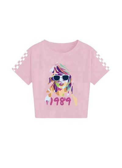 Taylor Swift Kid's 120-160 Printed Casual Short Sleeve T-Shirt Summer Top