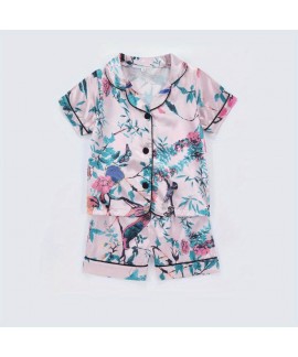 Girls Casual Floral Shirt Kids Silk Pajamas 