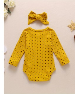 Newborn Baby Girl Boy Romper Long Sleeve Polka Dot Printed Jumpsuit One Piece Pajamas Fall Winter Clothes 