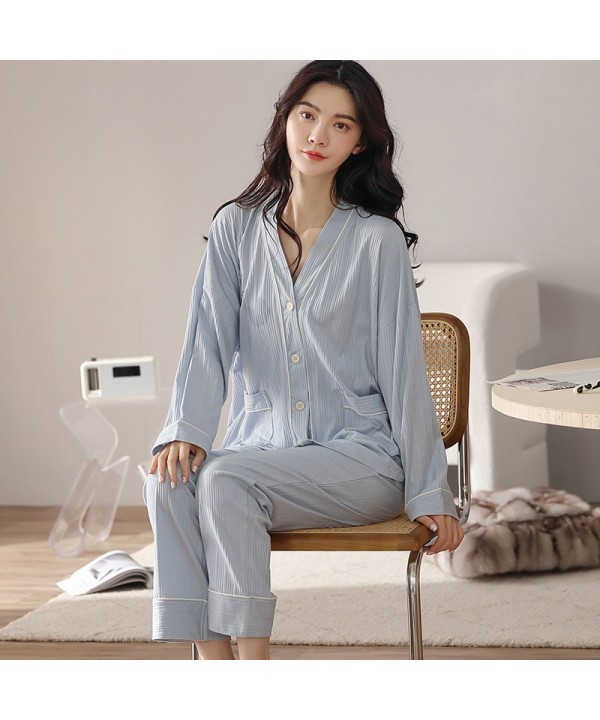 Women's Lounge Pajamas Autumn Winter Spring Women's Cardigan Suit ...