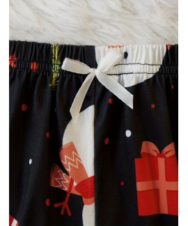 Crew Neck Cami Christmas Snowman Print women Pajama Set