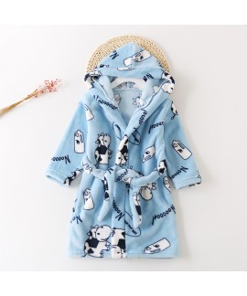 New children's flannel pajamas and robe sets soft ...