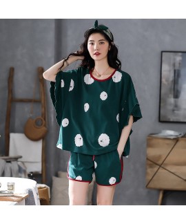 Cotton Short Sleeve Shorts Loose Large Size Thin Women's Summer Pajama Set