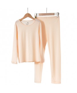 Pure Color Loose Cotton Cute Long Sleeve Pajama Set