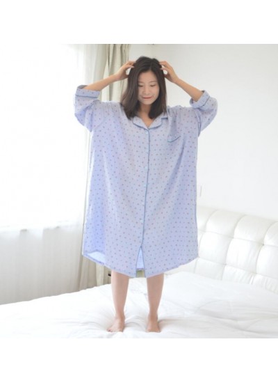 Plus Fertilizer Plus Size Shirt Style Floral Cotton Yarn Women's Nightdress