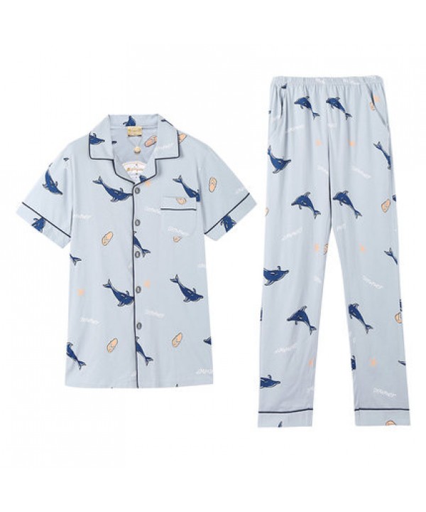 Cartoon printed comfy Men's cotton Pajamas Fashion Design pj set for male