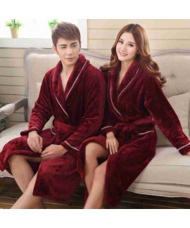 Men's and women's couple models coral fleece thick...