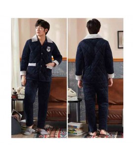 Padded cotton pajamas couple coral fleece thickening plus velvet warm home clothing suits