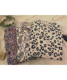 Pure Cotton Flannel Brushed Blue Panda Leopard Print Flannel Pajamas Dog Print Homewear Ladies Suits