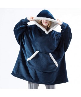 Lazy Pajamas Pullover TV Blanket Outdoor Cold Hooded Fleece Warm Red Flannel Pajamas For Winter