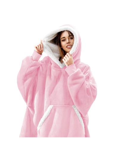 Lazy Pajamas Pullover TV Blanket Outdoor Cold Hooded Fleece Warm Red Flannel Pajamas For Winter